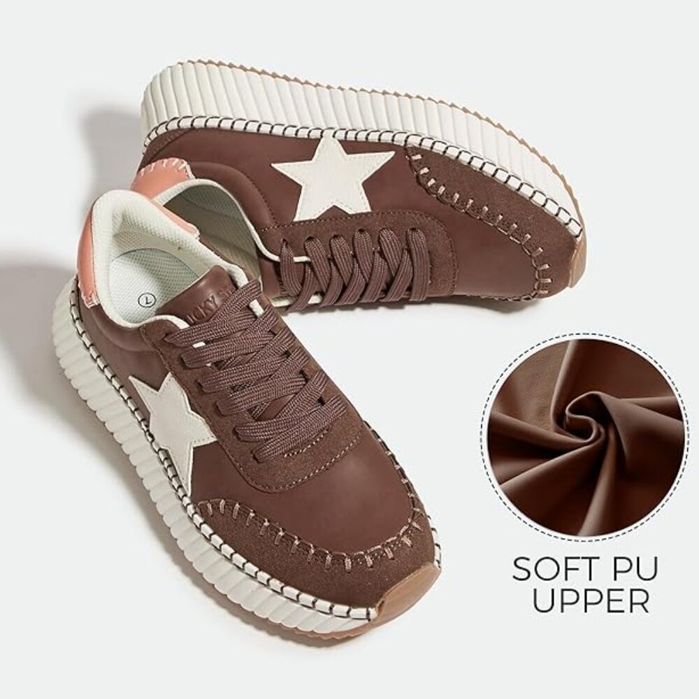 Lucky Step Women's Fashion Star Platform Walking Sneakers NIB - Picture 2 of 11